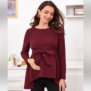 Maternity high low belted top